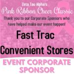 Fast Trac Corporate Sponsor for Pink Ribbon Cheer Classic